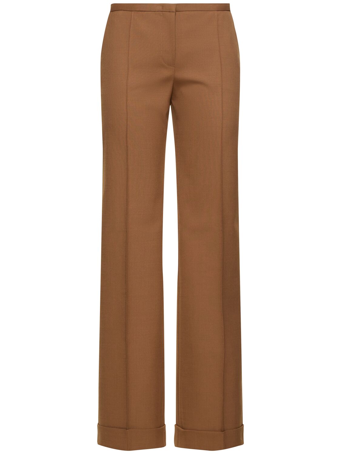 Philosophy Di Lorenzo Serafini Tropical Wool Blend Straight Trousers In Brown