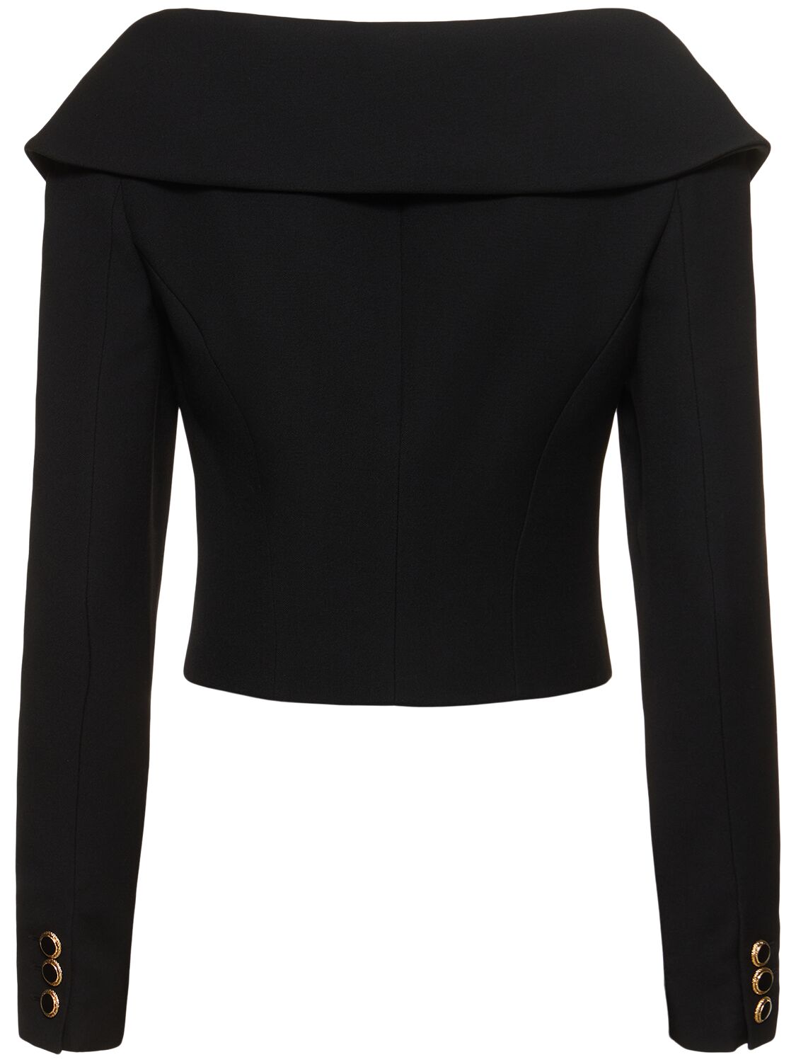 Shop Alessandra Rich Off-shoulder Wool Cardigan In Black