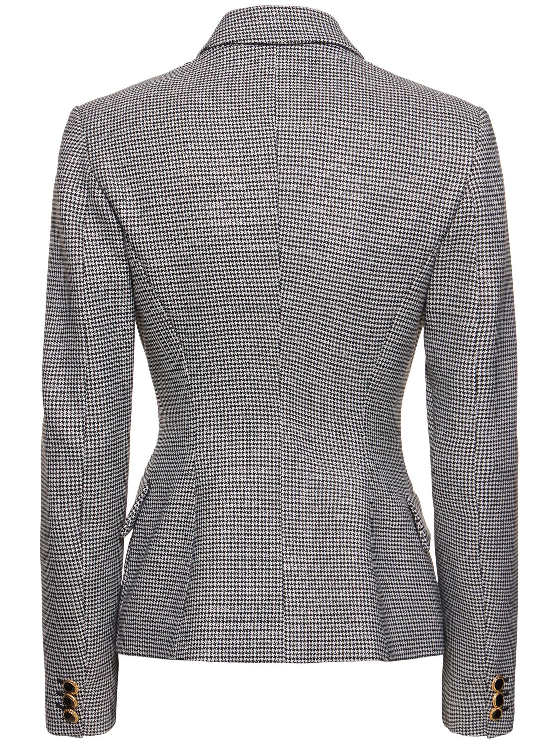 Shop Alessandra Rich Houndstooth Wool & Lurex Blazer In Black/white