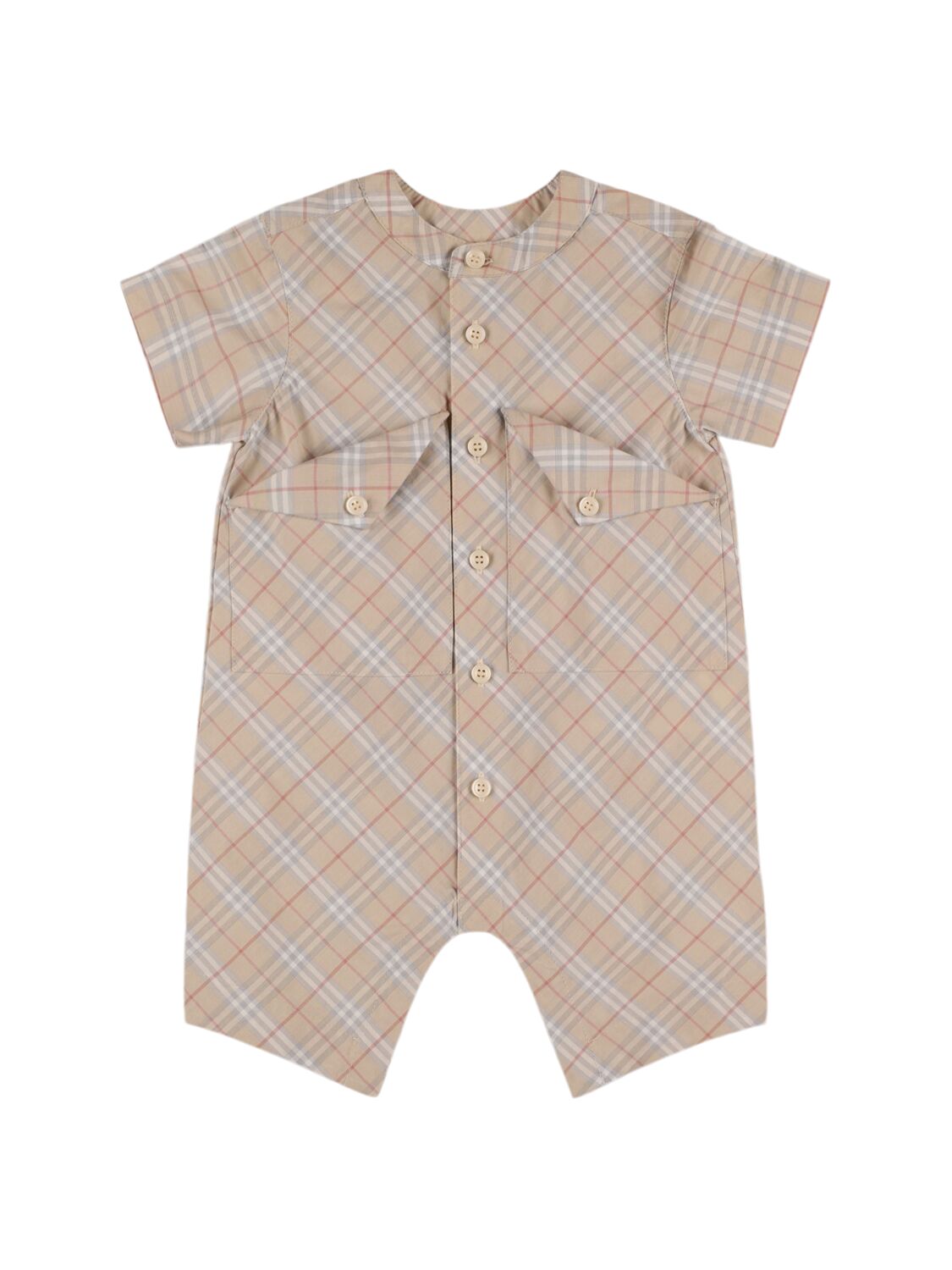 Burberry Babies' Check Print Cotton Jersey Romper In Neutral