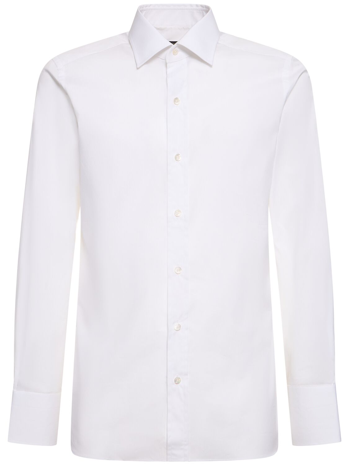 Tom Ford Cotton Poplin Slim Fit Shirt In Optic White