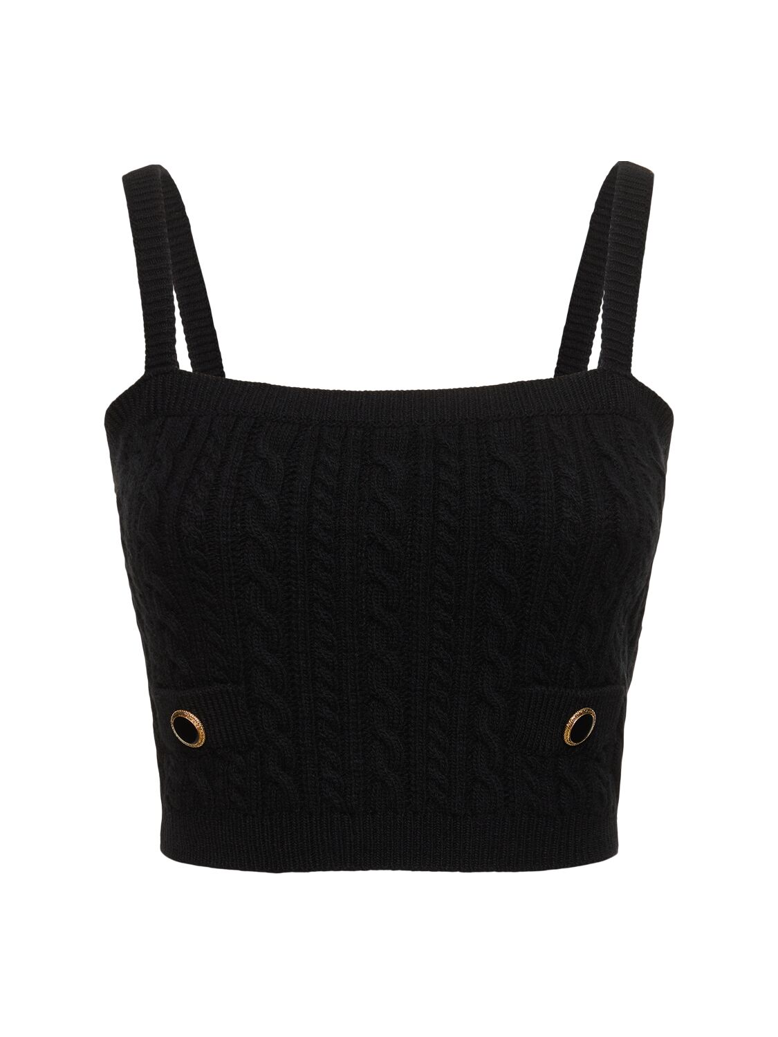Alessandra Rich Wool Knit Top In Black