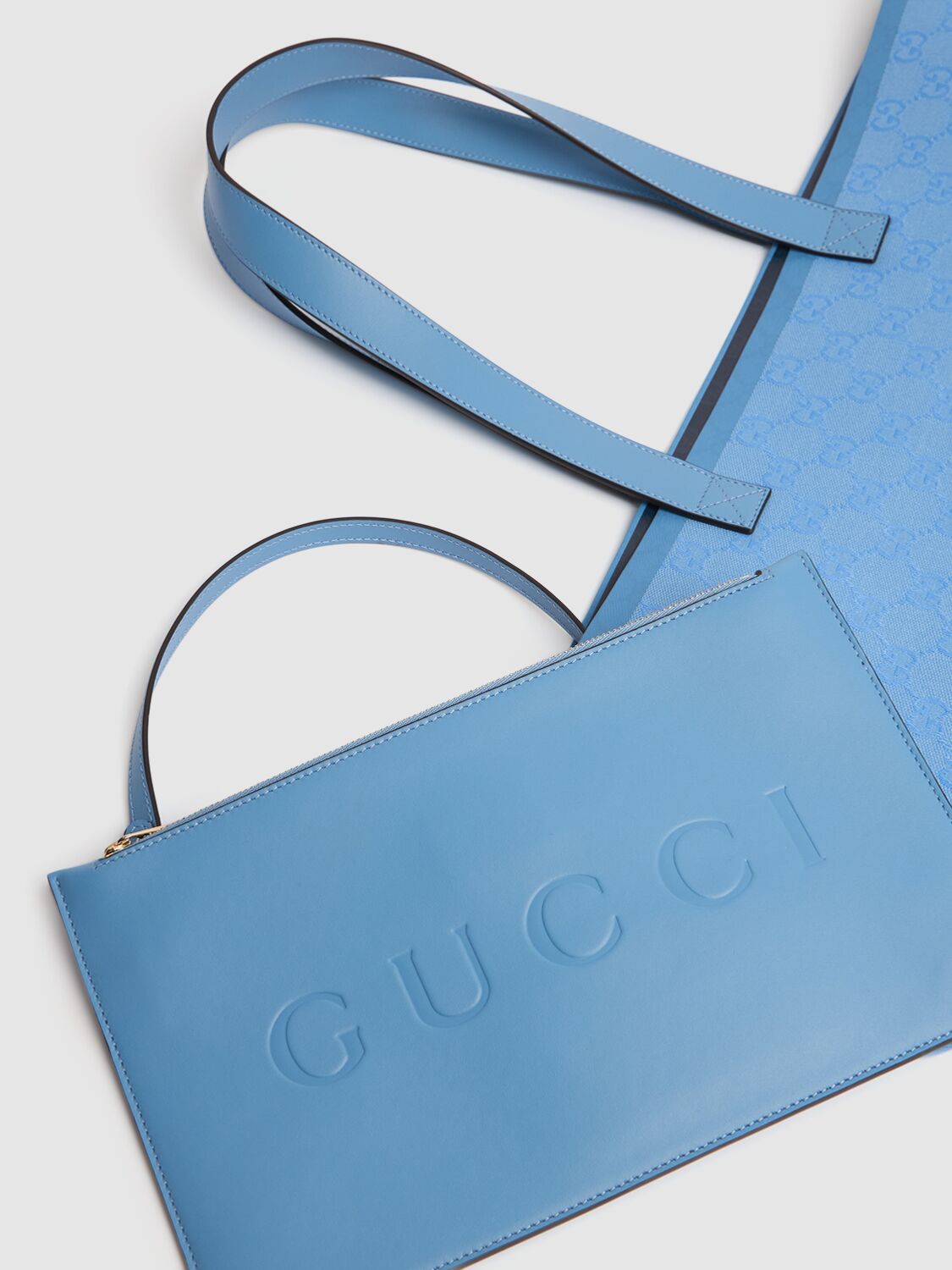 Shop Gucci Medium Gg Canvas Tote Bag In Mindful Azure