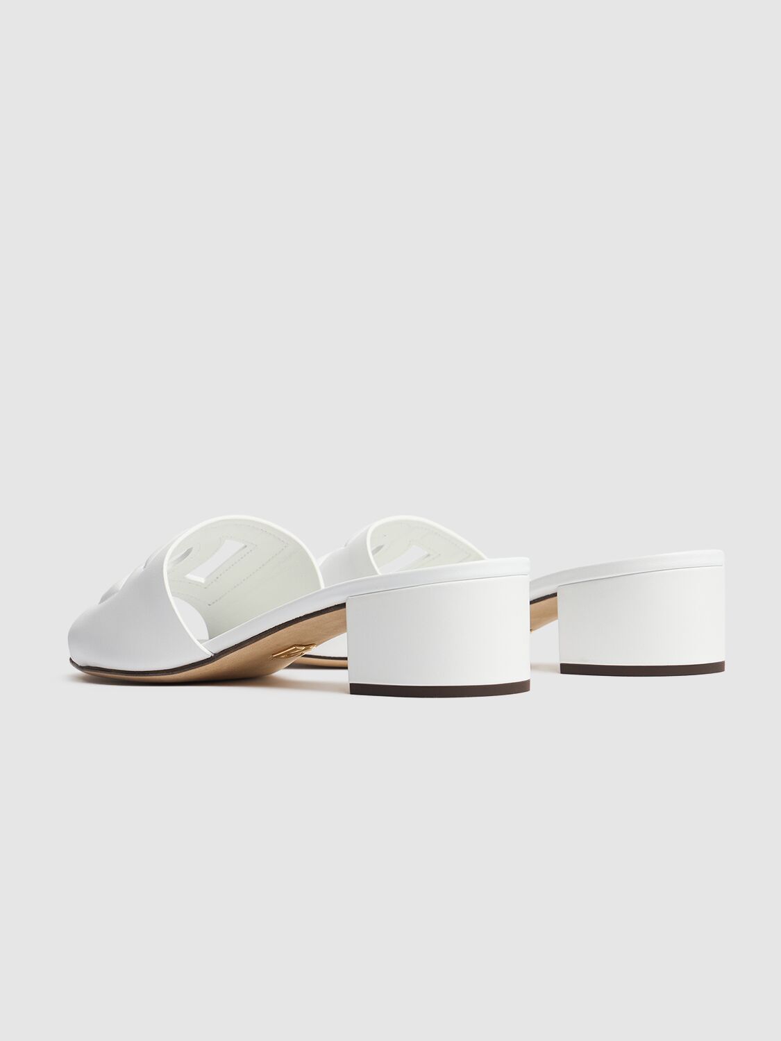 Shop Dolce & Gabbana 40mm Leather Mules In Off White