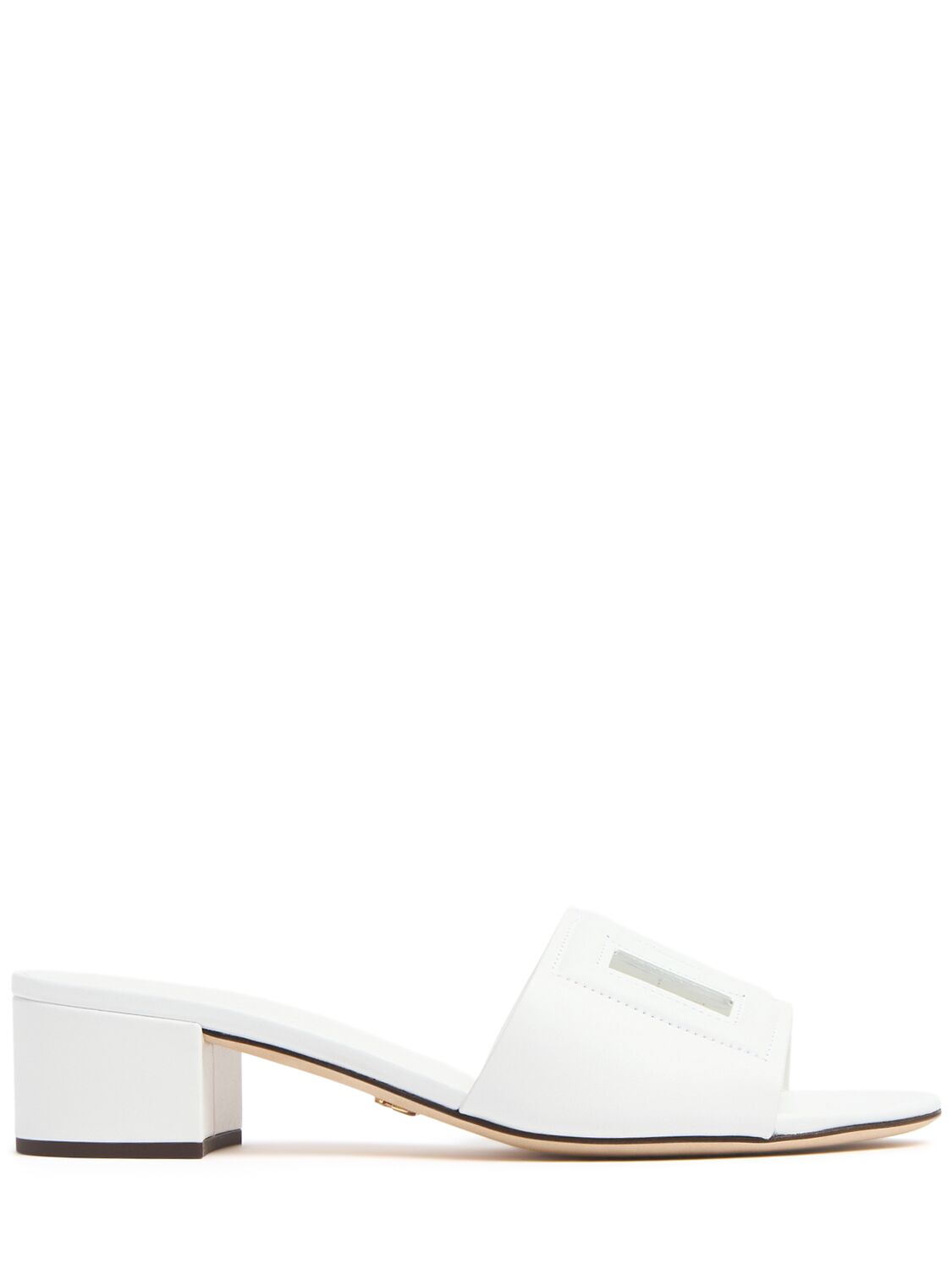 Shop Dolce & Gabbana 40mm Leather Mules In Off White