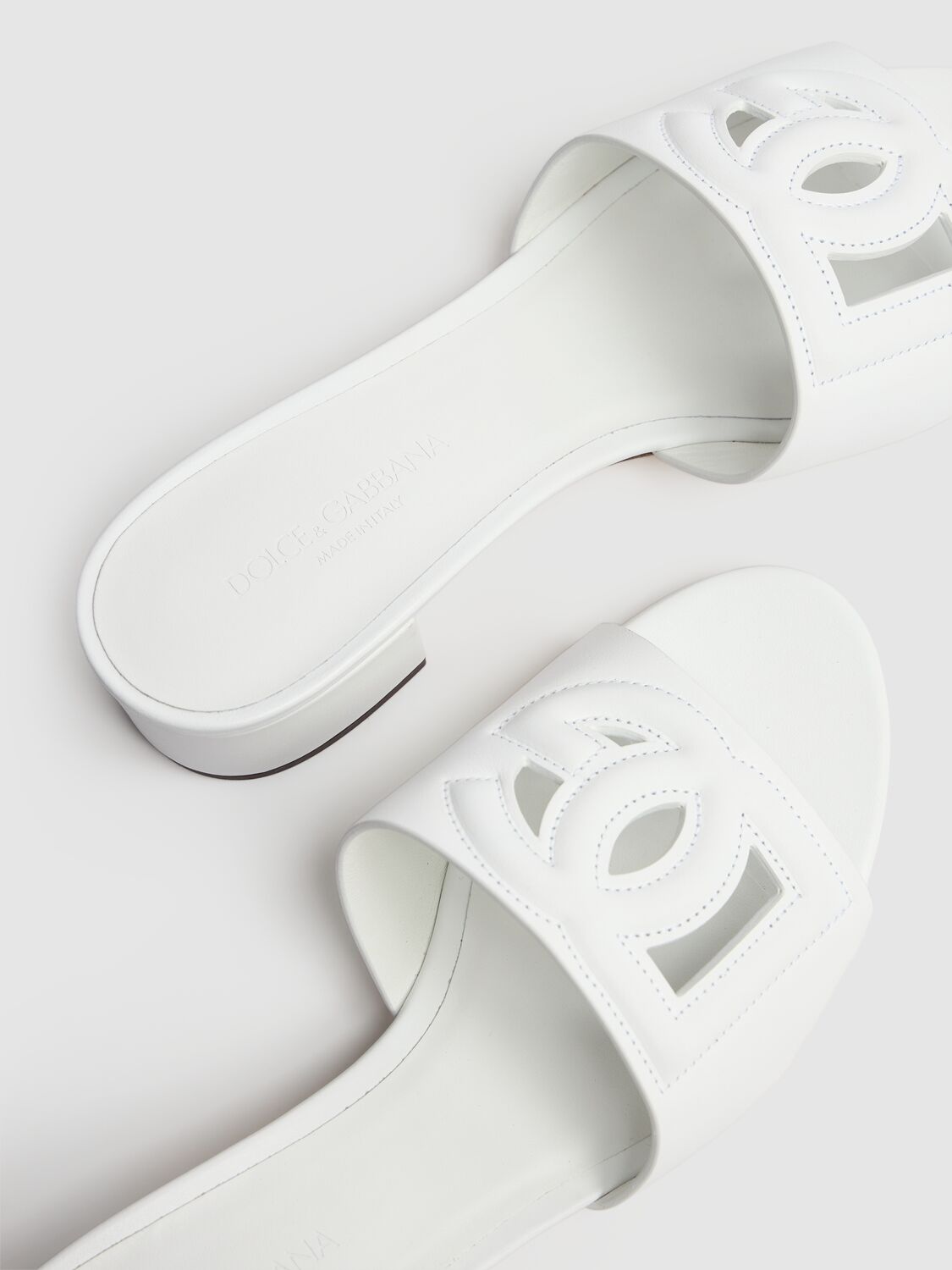 Shop Dolce & Gabbana 40mm Leather Mules In Off White