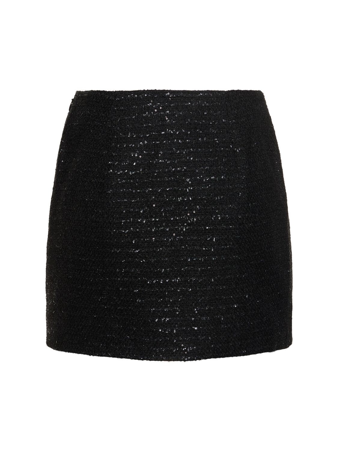 Shop Alessandra Rich Sequined Tweed Draped Mini Skirt In Black/gold