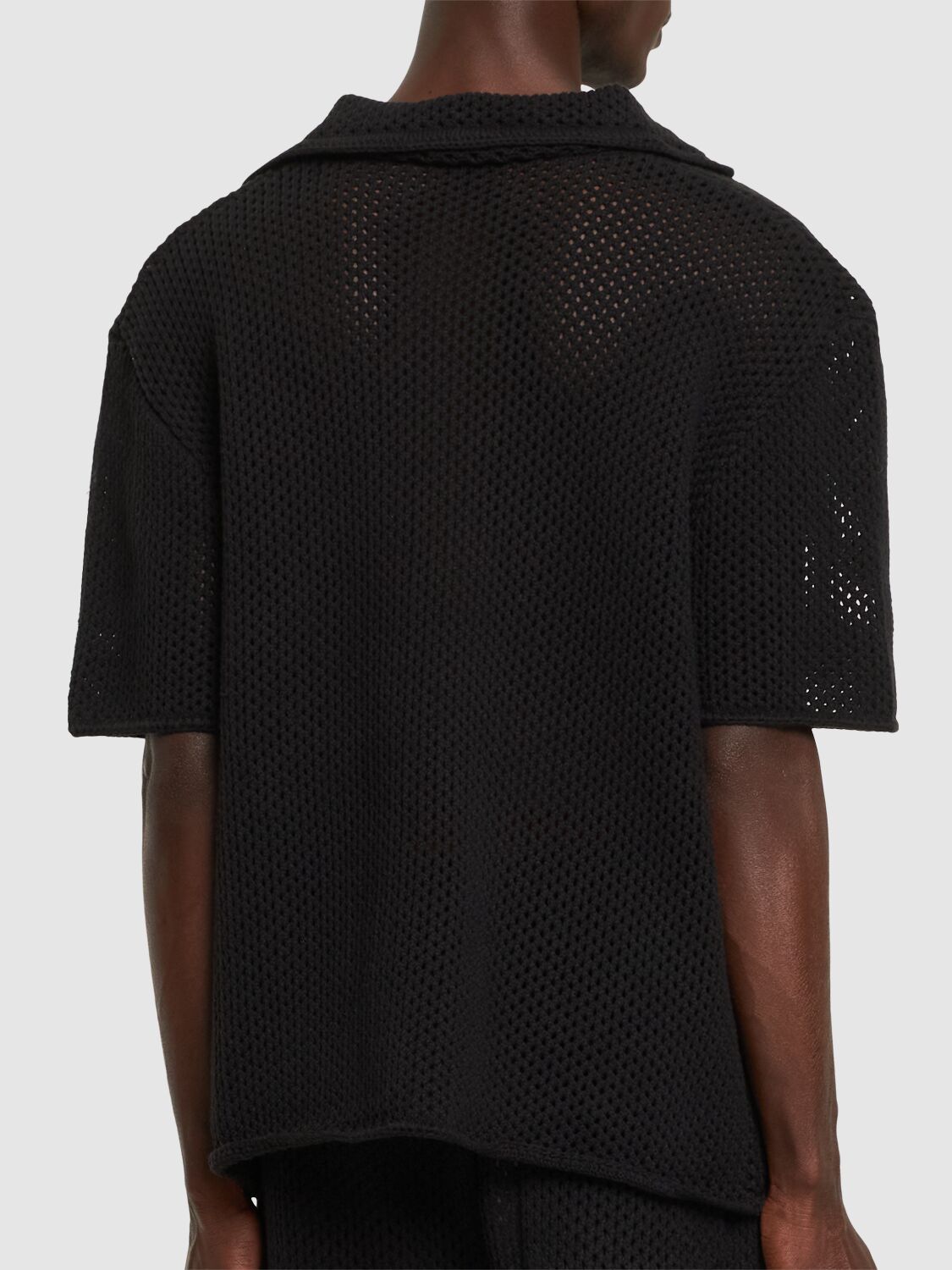 Shop Commas Crochet Polo In Black