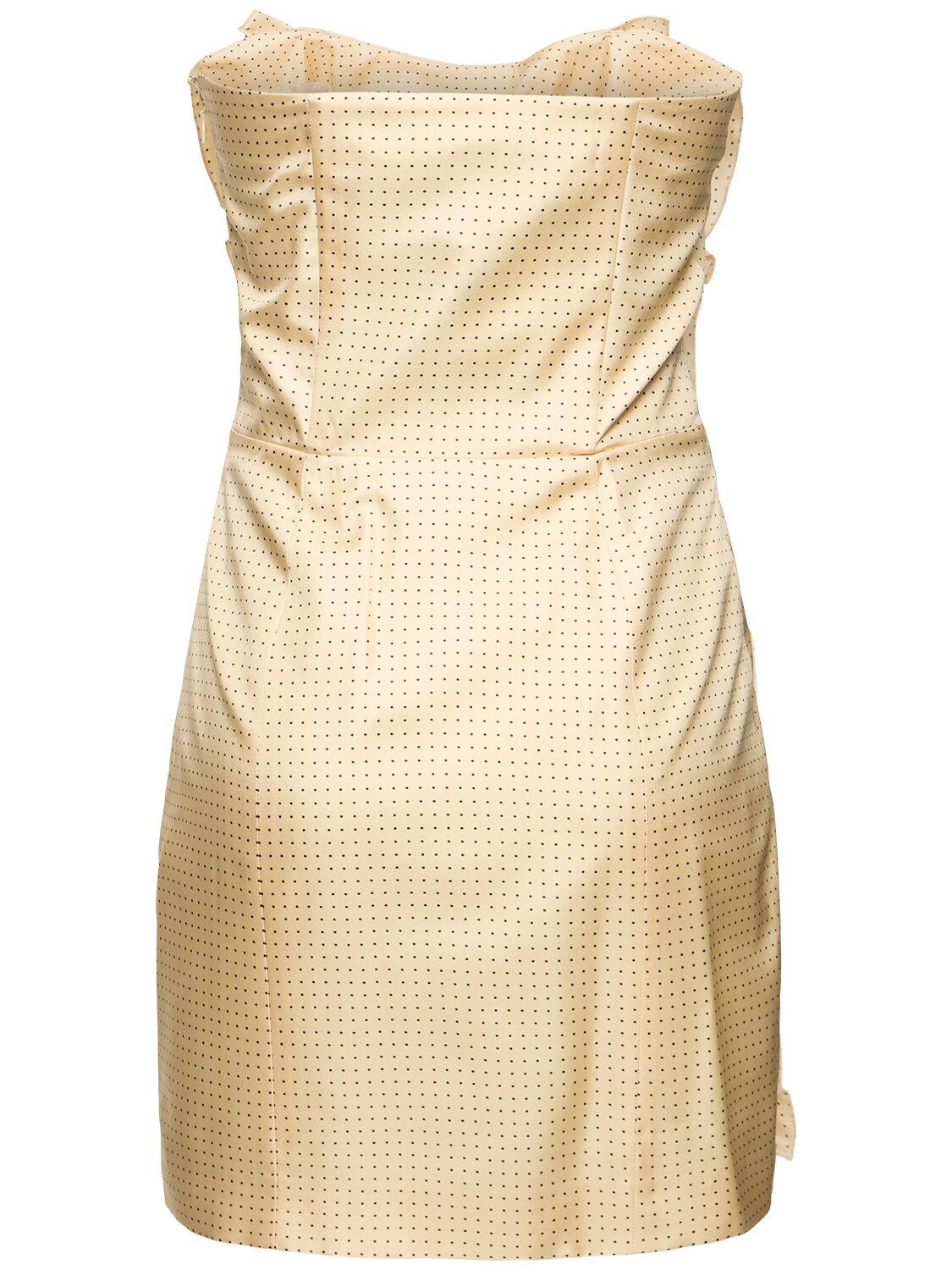 Shop Alessandra Rich Polka Dot Silk Twill Mini Bustier Dress In Beige