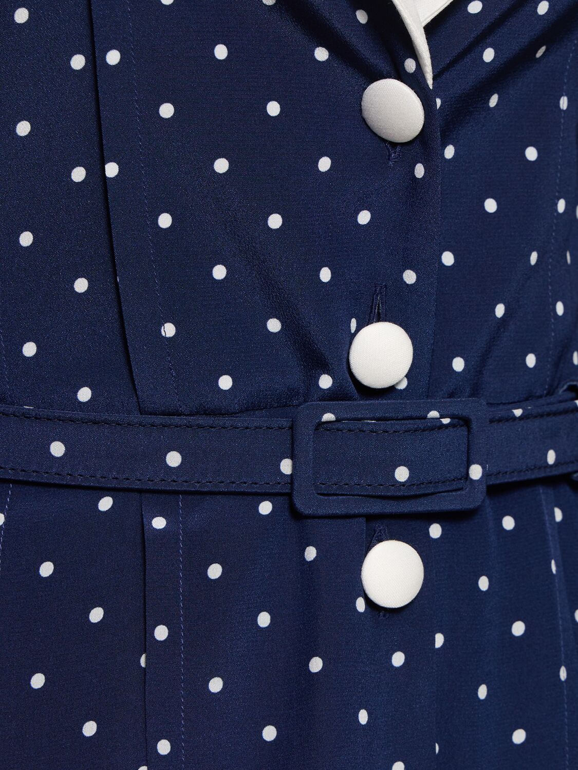 Shop Alessandra Rich Polka Dot Print Dress W/ Collar In Navy/white