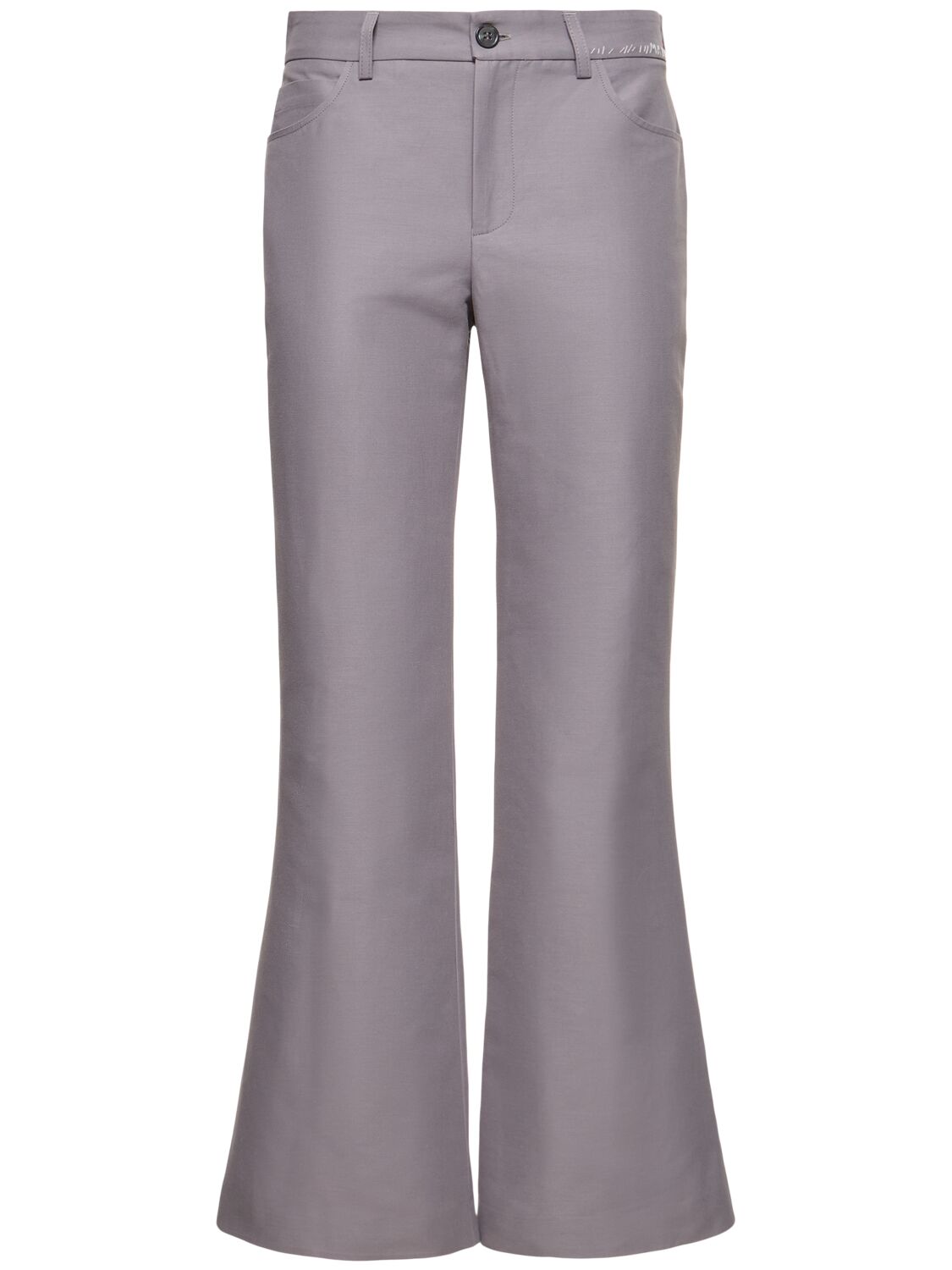 Marni Cotton Cady Flared Pants In Grey