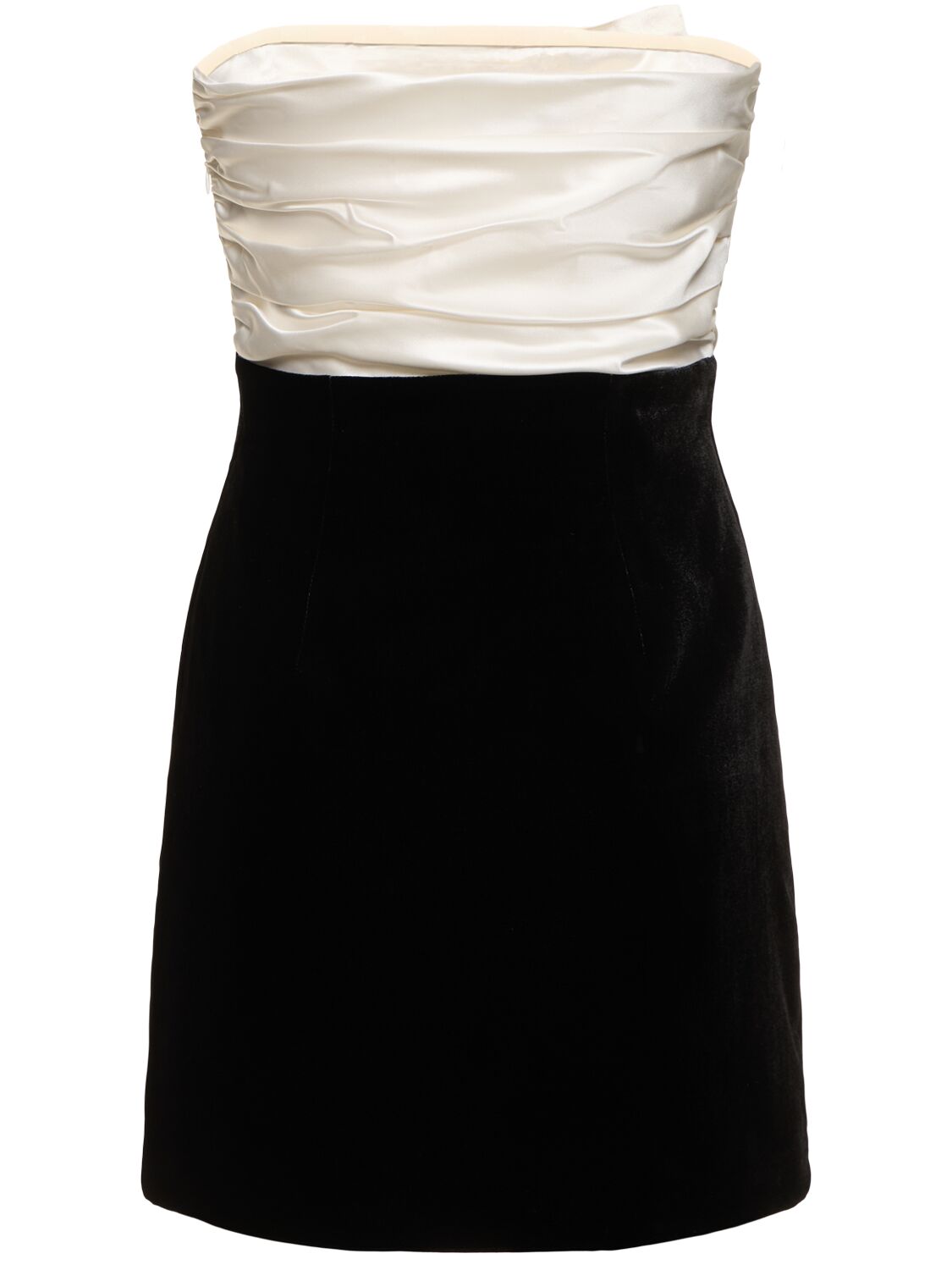 ALESSANDRA RICH STRAPLESS VELVET MINI BUSTIER DRESS 
