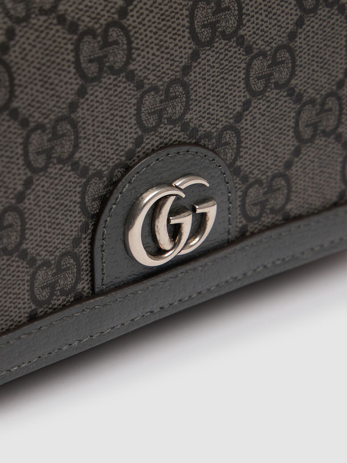 Shop Gucci Ophidia Gg Crossbody Bag In Grey/black