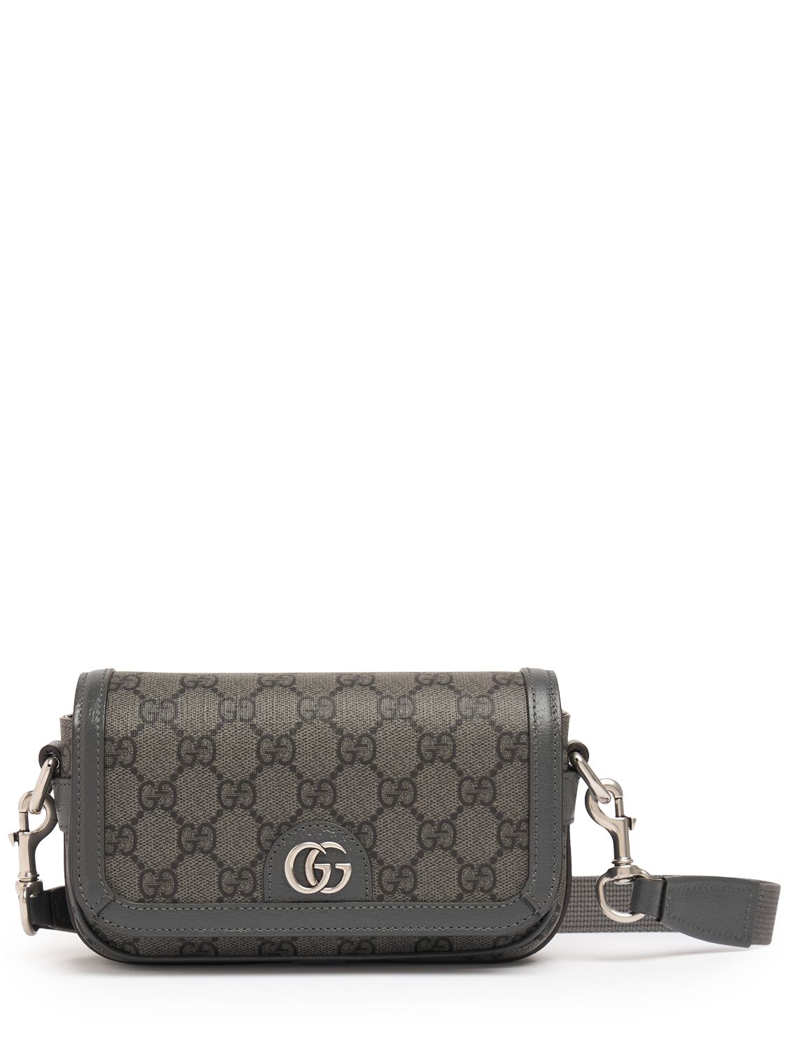 Shop Gucci Ophidia Gg Crossbody Bag In Grey/black