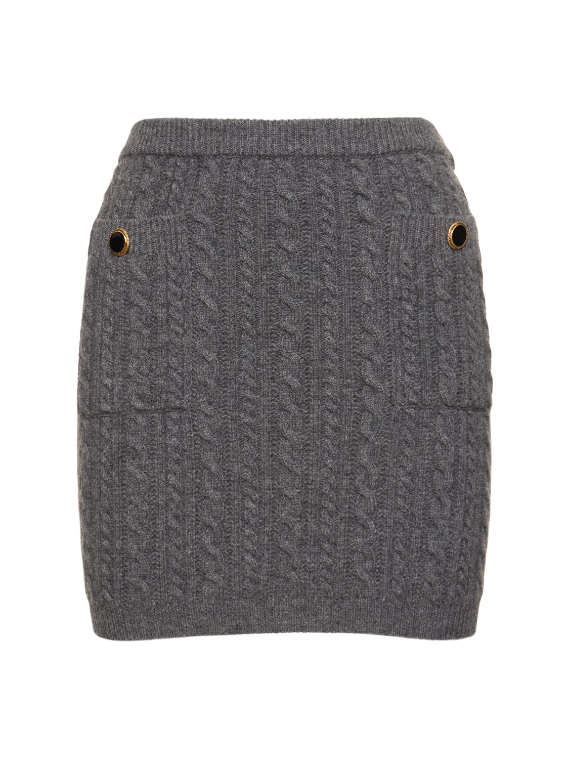 Shop Alessandra Rich Wool Knit Mini Skirt In Grey