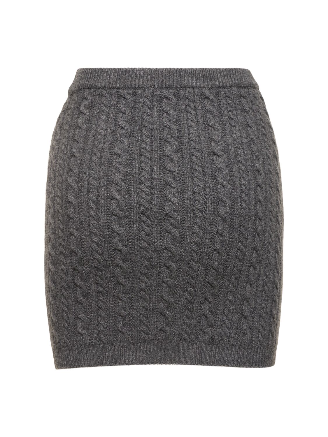 Shop Alessandra Rich Wool Knit Mini Skirt In Grey