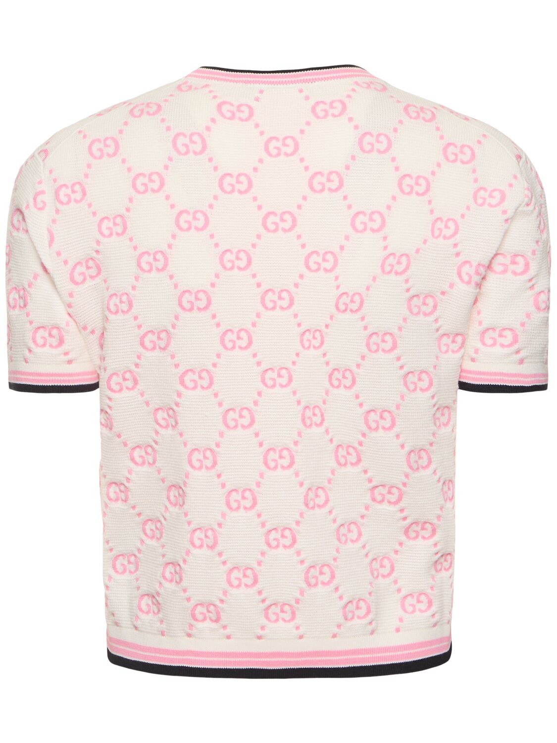 Shop Gucci Gg Cotton Top In Ivory/pink