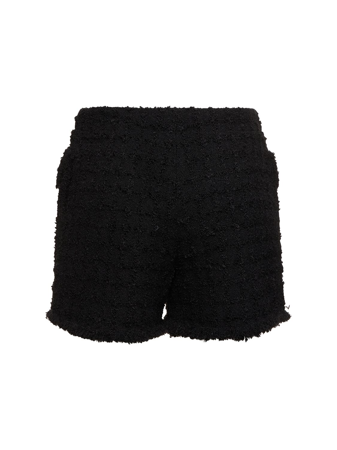 Shop Versace Textured Tweed Shorts In Black