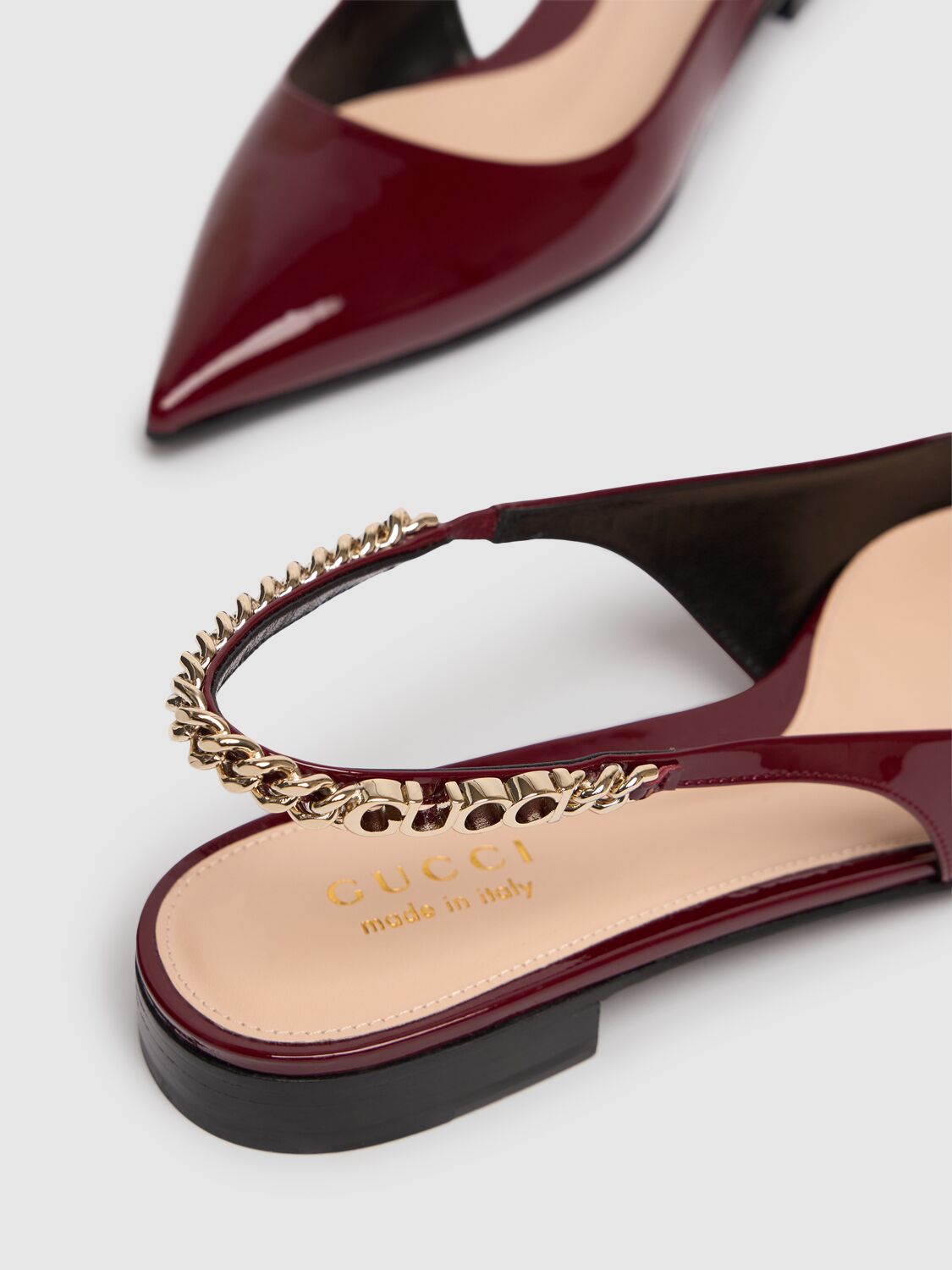 Shop Gucci 15mm Signoria Leather Slingback Flats In Rosso Ancora