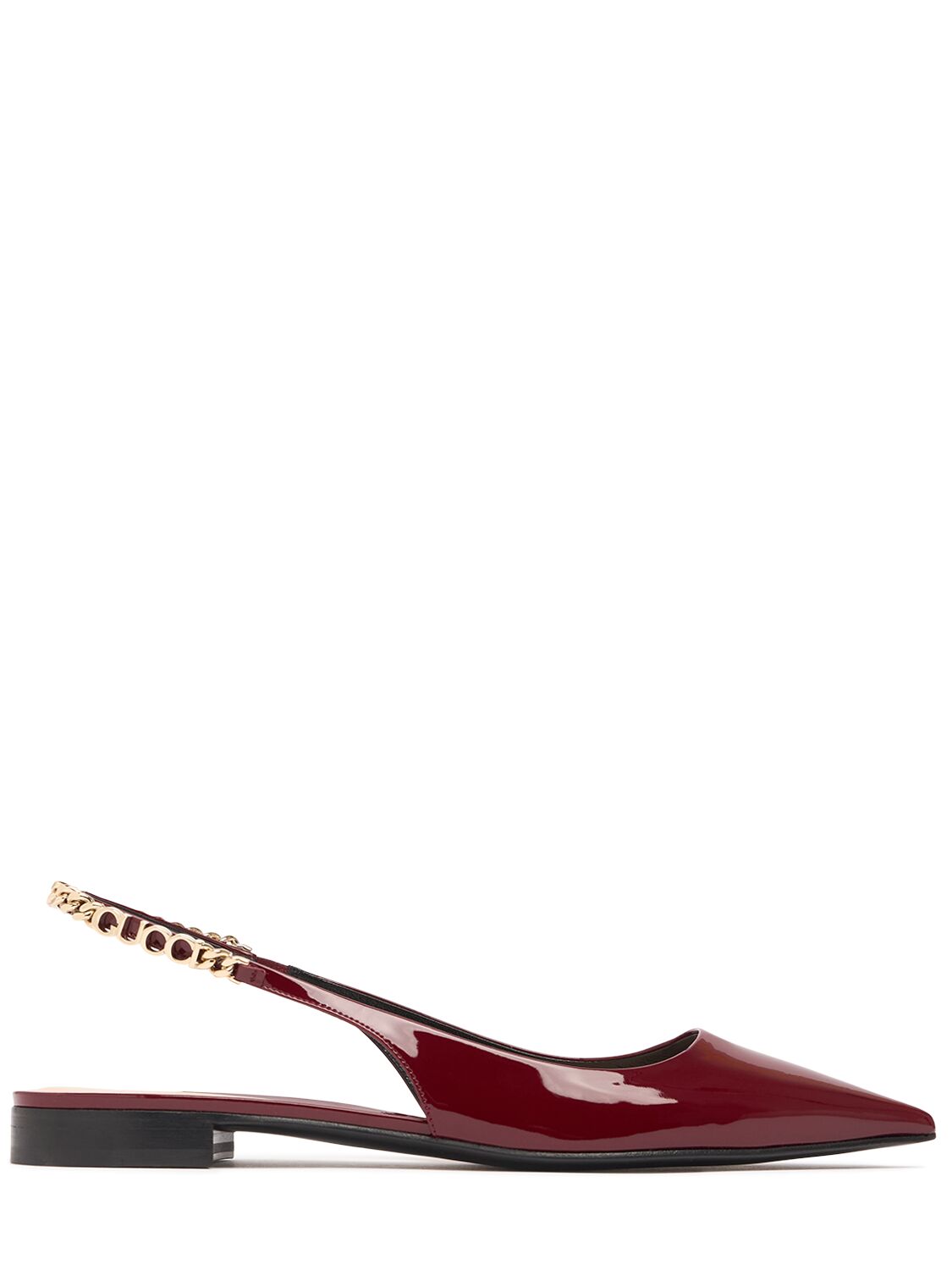 Shop Gucci 15mm Signoria Leather Slingback Flats In Rosso Ancora