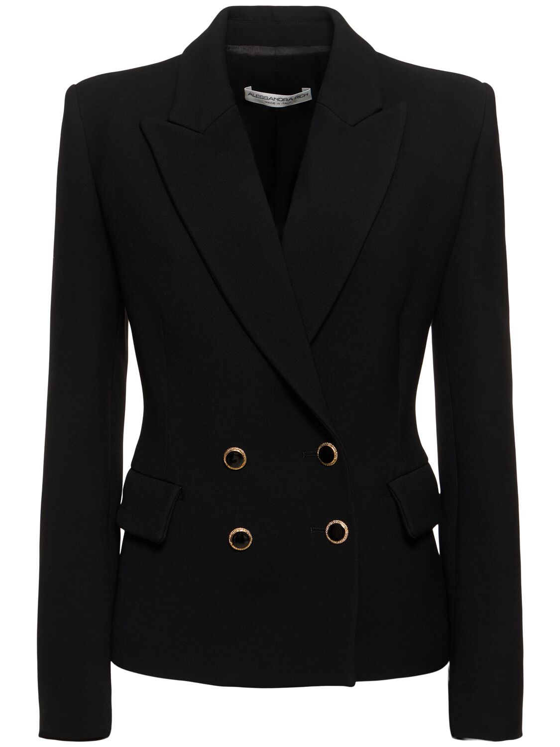 Alessandra Rich Wool Double Breasted Blazer In Black