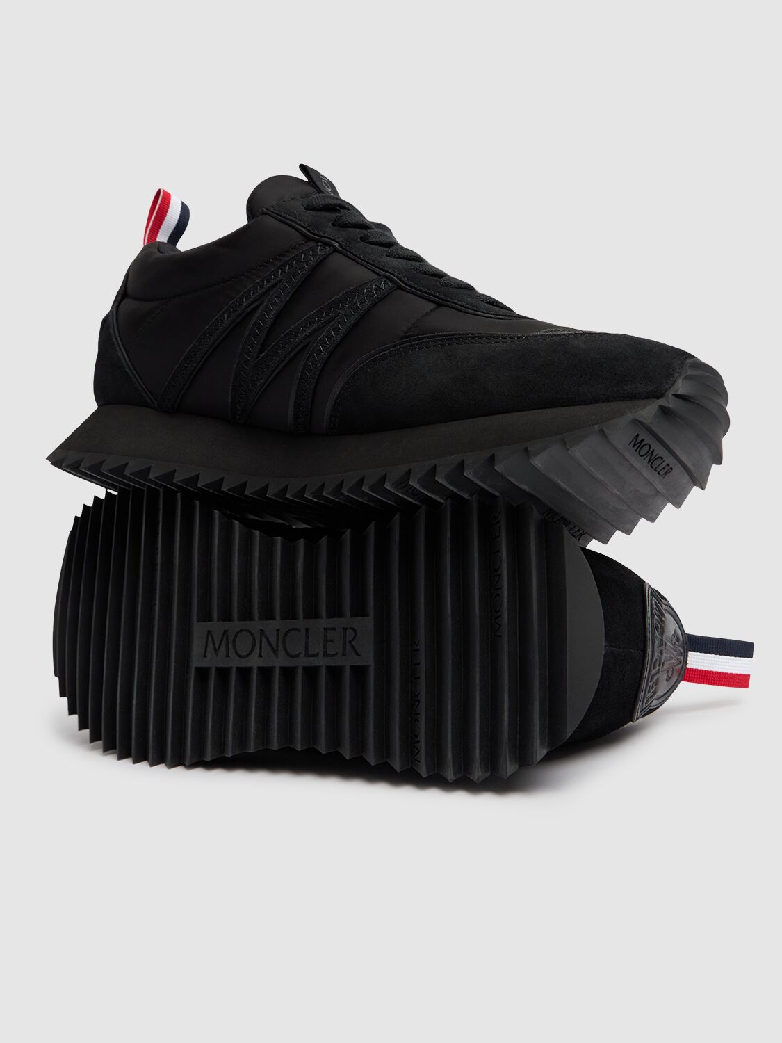 Shop Moncler Pacey Nylon Sneakers In Black