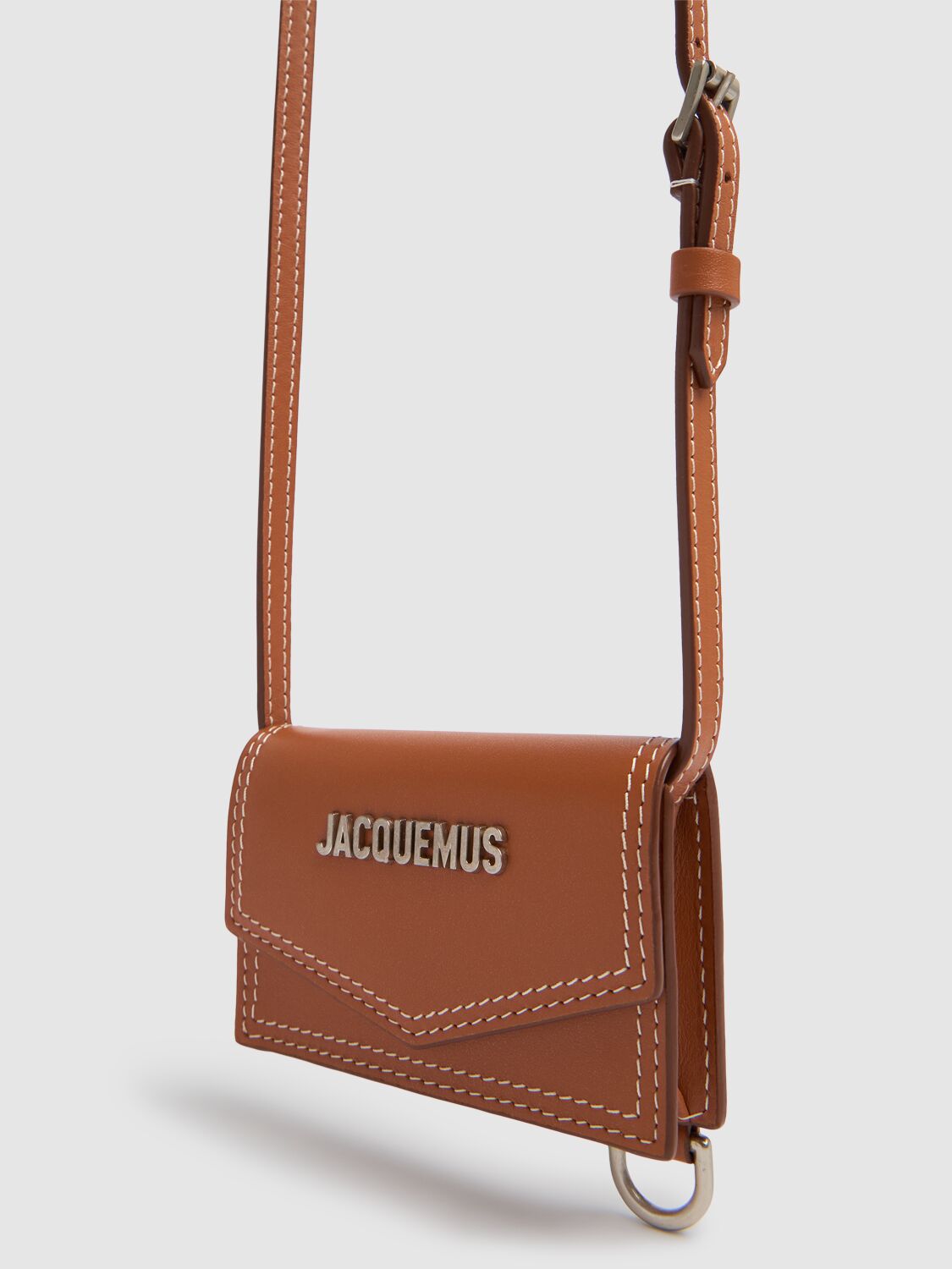 Shop Jacquemus Le Porte Azur Leather Crossbody Bag In Light Brow2