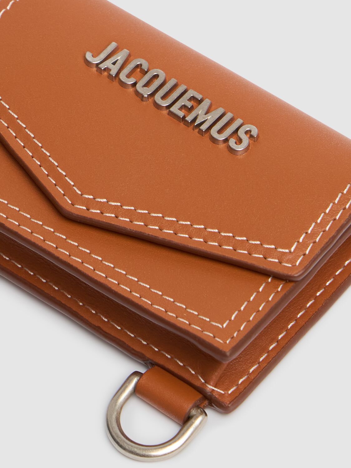 Shop Jacquemus Le Porte Azur Leather Crossbody Bag In Light Brow2