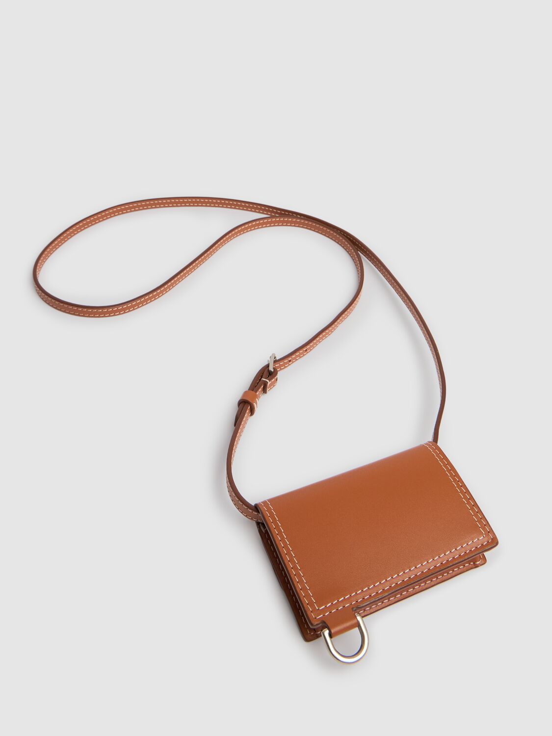 Shop Jacquemus Le Porte Azur Leather Crossbody Bag In Light Brow2