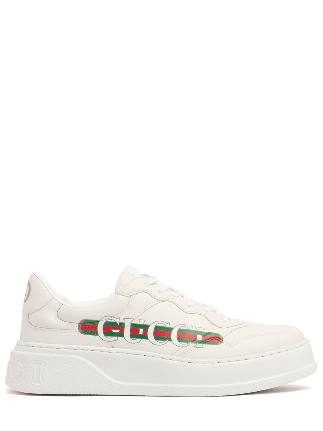 Gucci Chunky B Faux Leather Sneakers In White