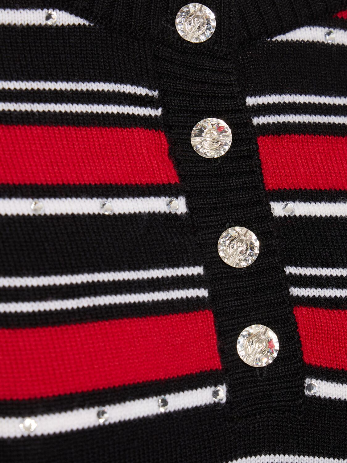 Alessandra Rich Striped Wool Knit Sweater In Black/red/white