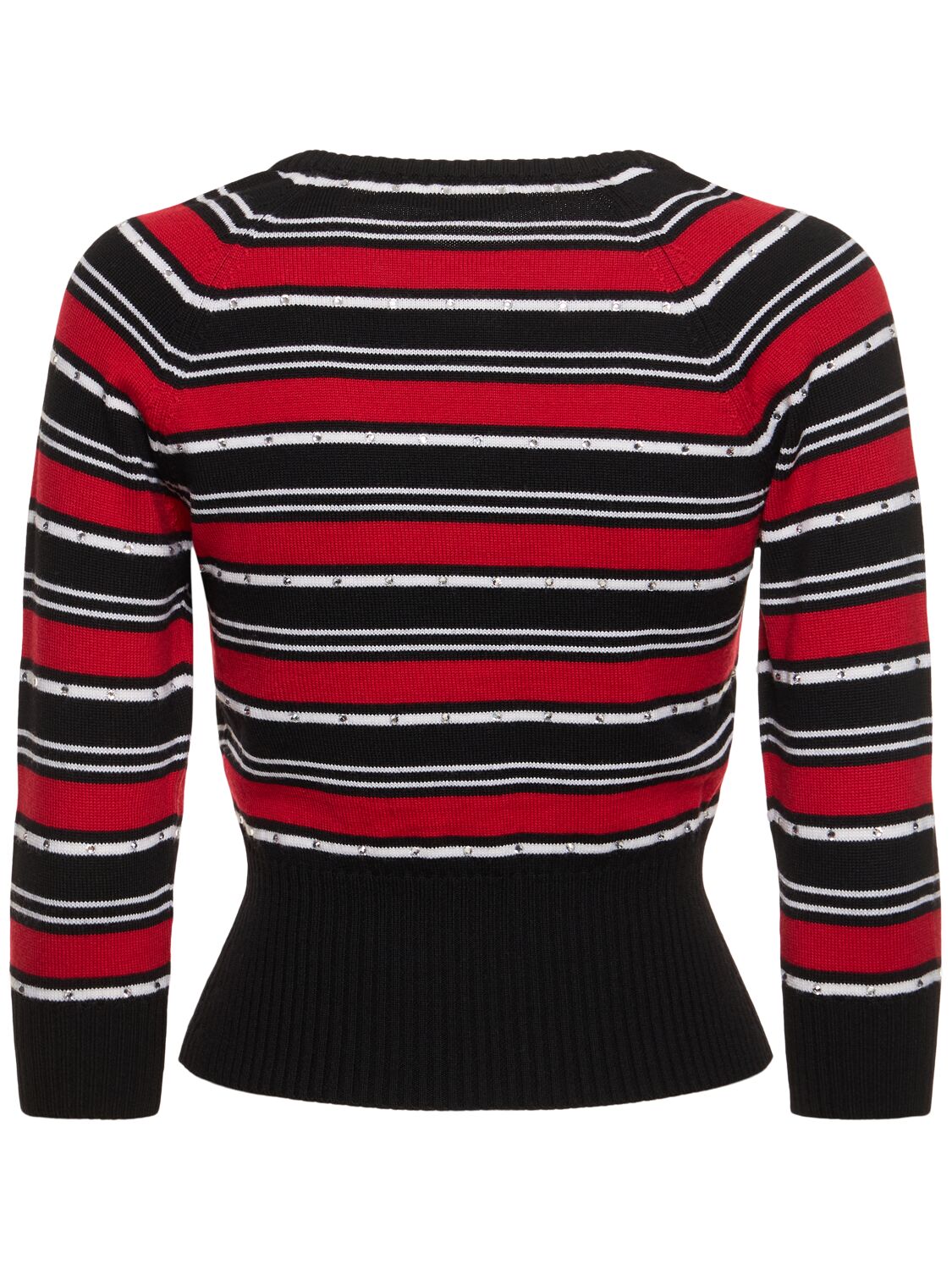 Alessandra Rich Striped Wool Knit Sweater In Black/red/white