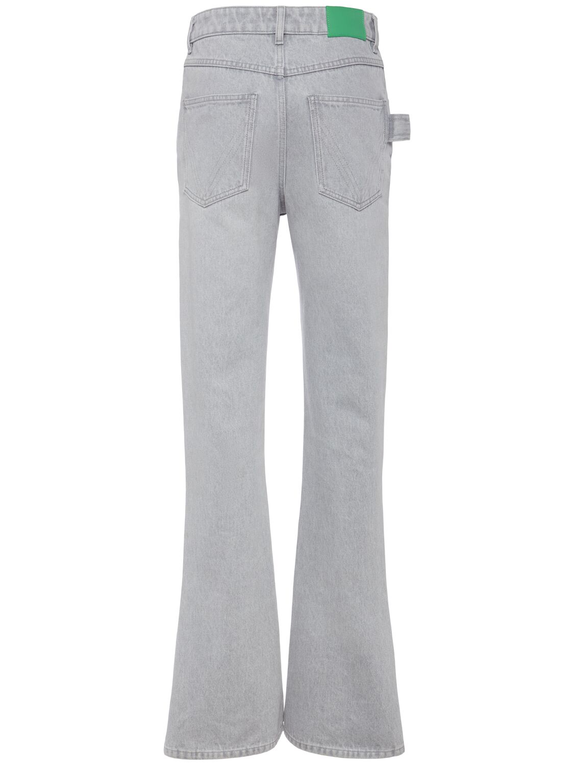 Shop Bottega Veneta Washed Flared Denim Jeans In Light Grey