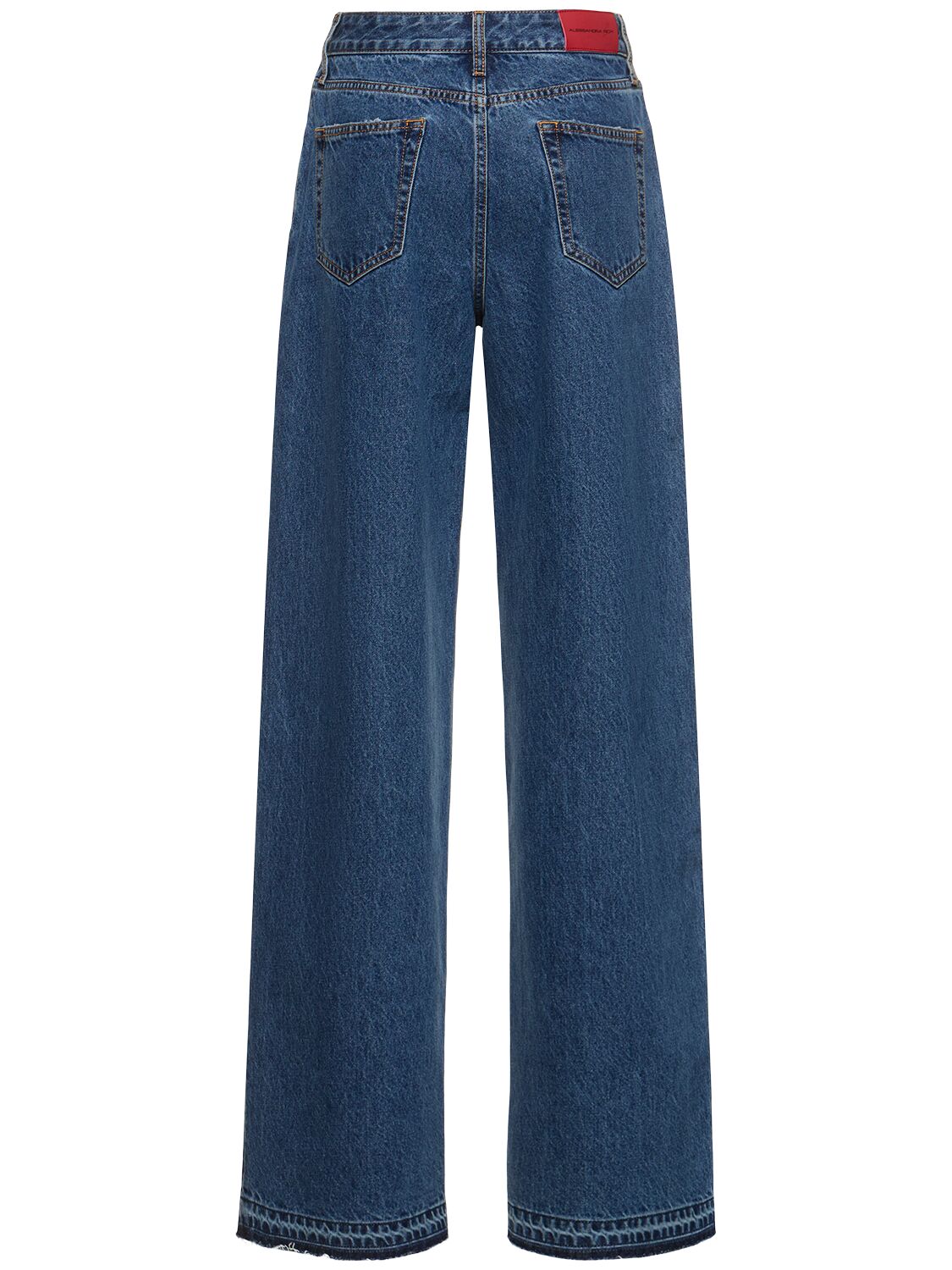 Shop Alessandra Rich Denim Wide Jeans W/crystals In Blue