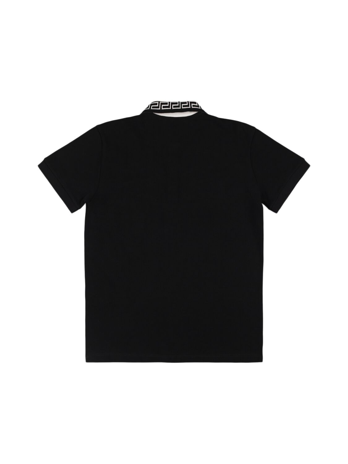 Shop Versace Embroidered Cotton Piquet  Polo T-shirt In Black