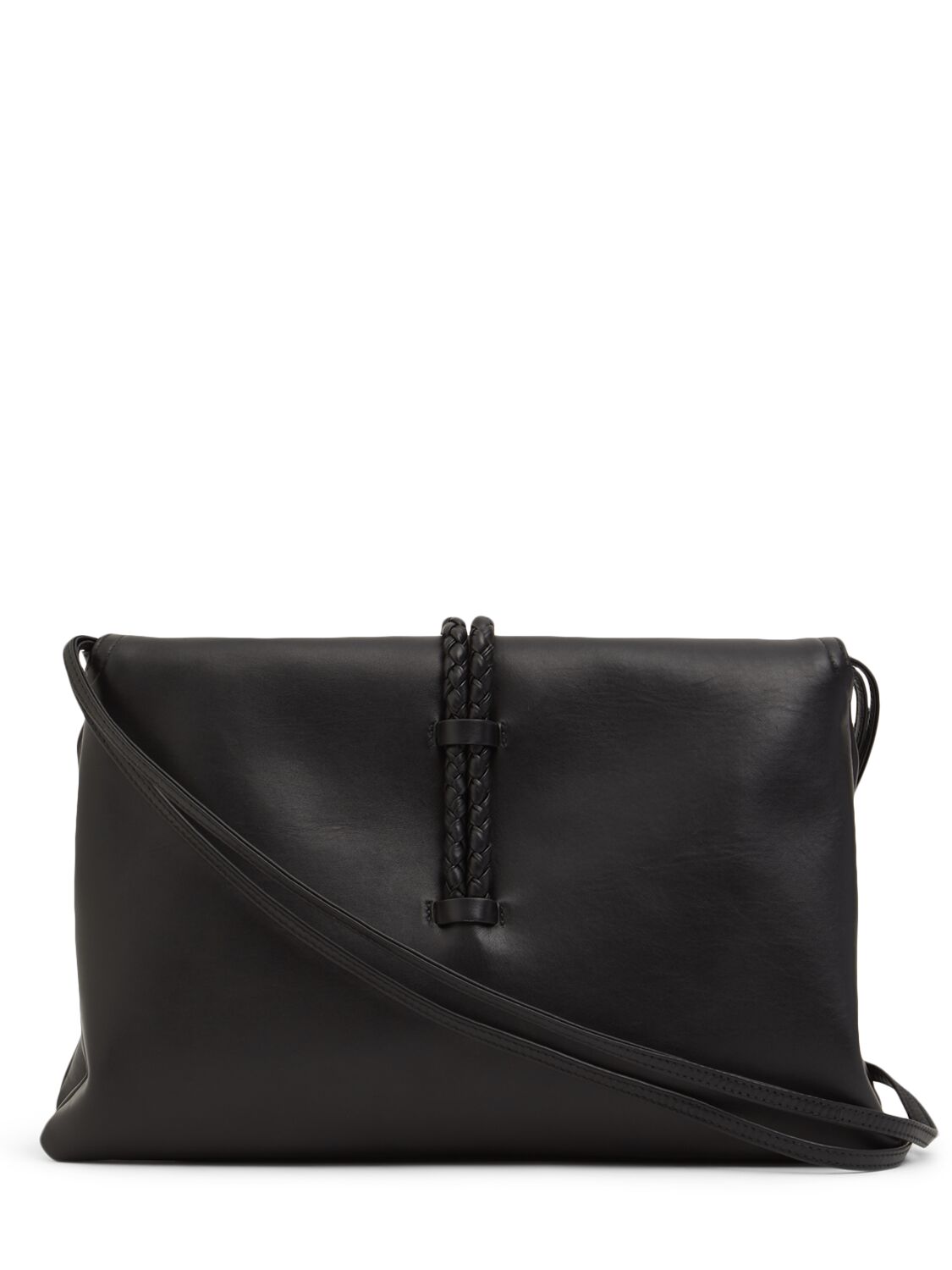 Shop Bottega Veneta Medium Liberta Leather Cross-body Bag In Black