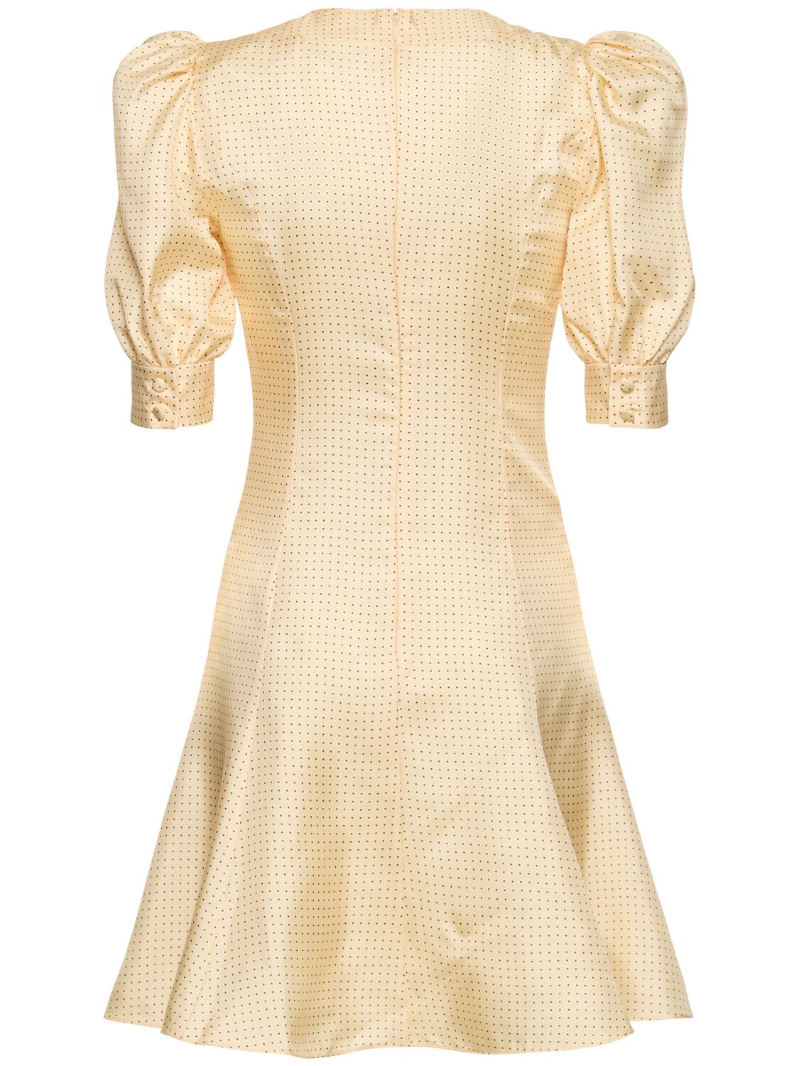 ALESSANDRA RICH POLKA DOT PRINT SILK TWILL MINI DRESS 