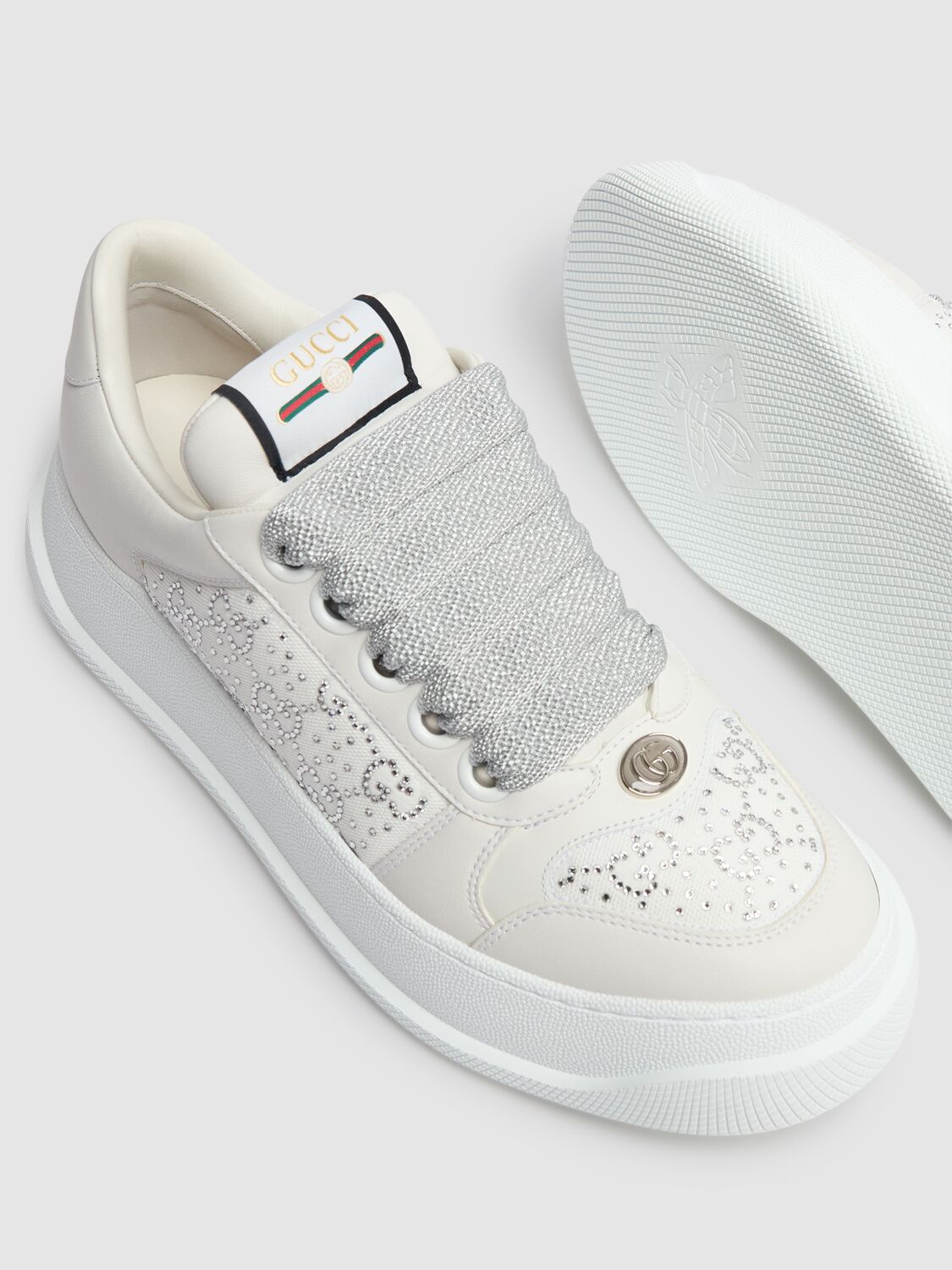 Shop Gucci 42mm Screener Leather Sneakers In White