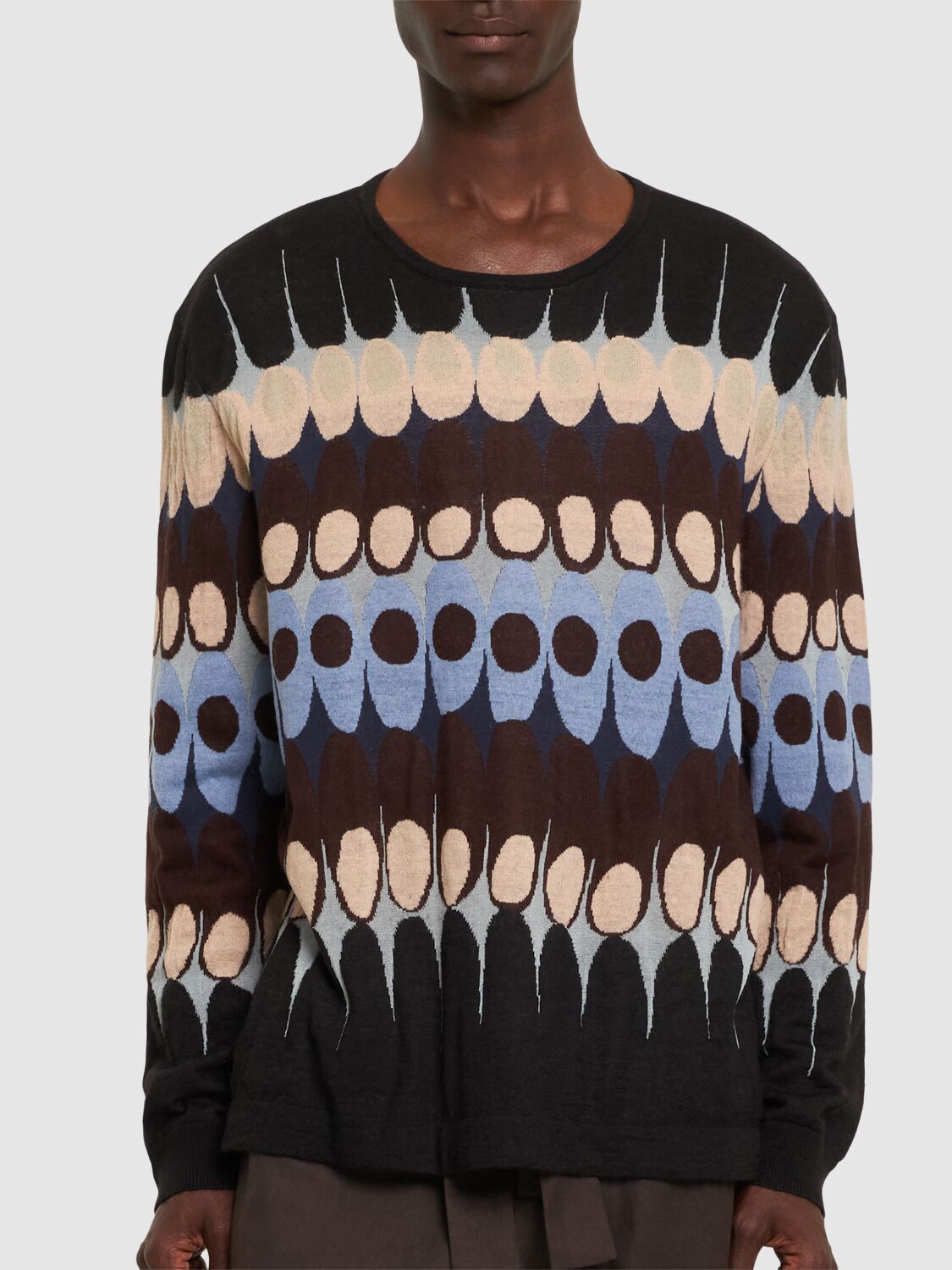 Shop Commas Crewneck Jacquard Sweater In Black/multi