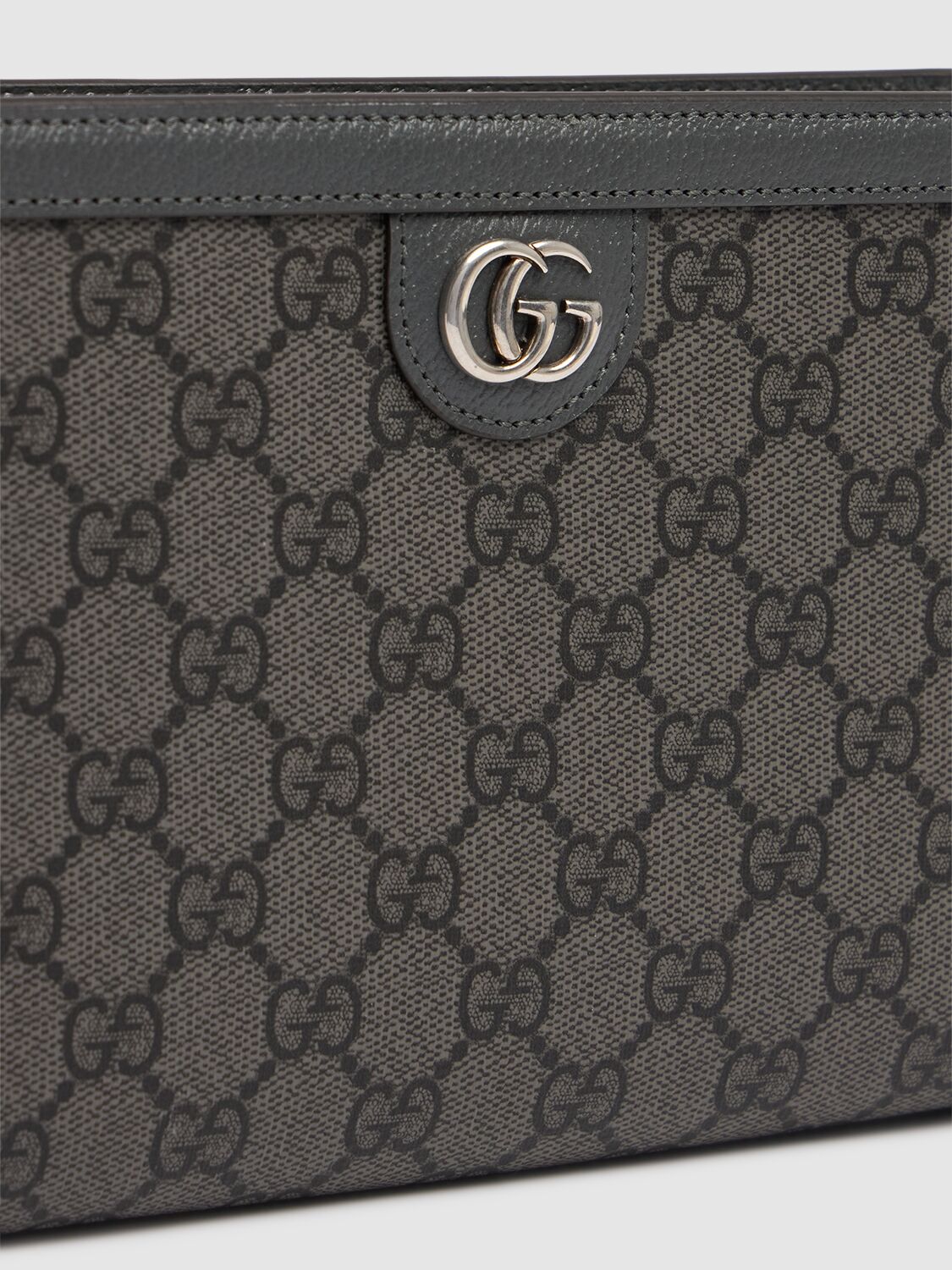 Shop Gucci Ophidia Gg Crossbody Bag In Grey/black