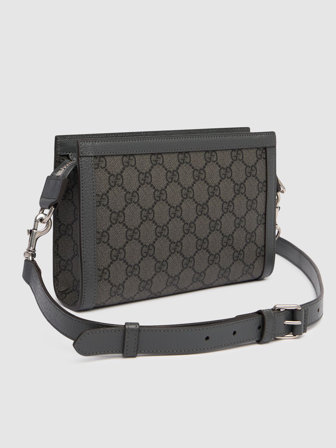 Shop Gucci Ophidia Gg Crossbody Bag In Grey/black