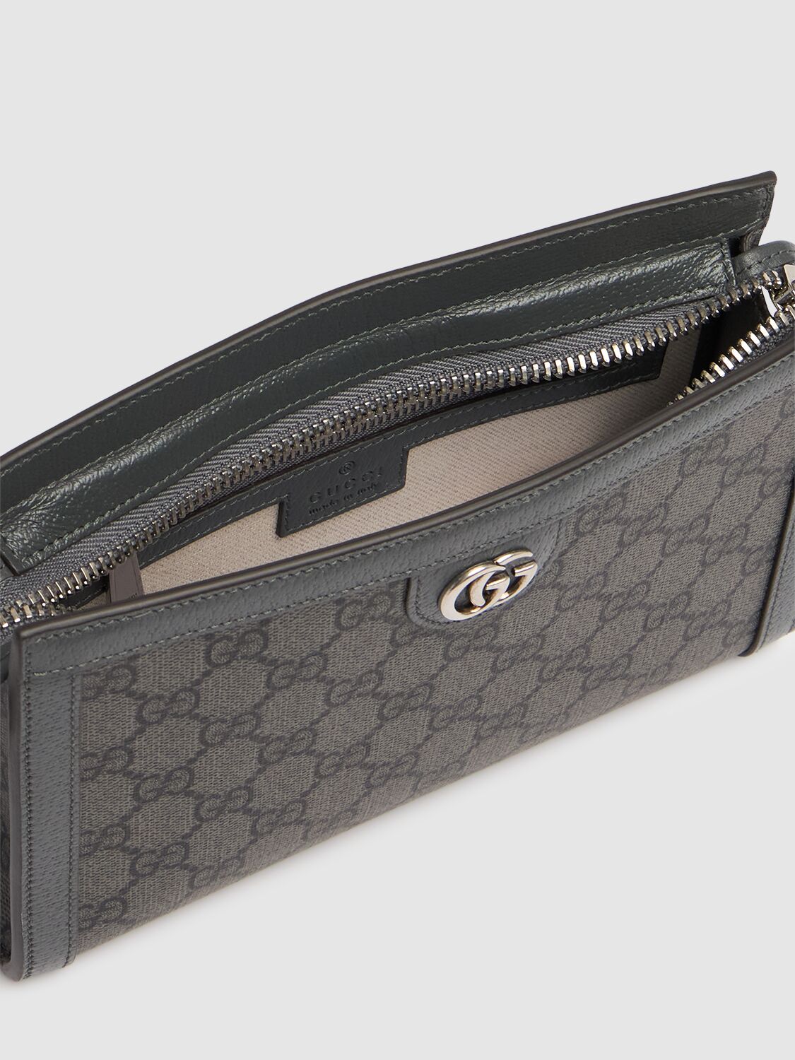 Shop Gucci Ophidia Gg Crossbody Bag In Grey/black