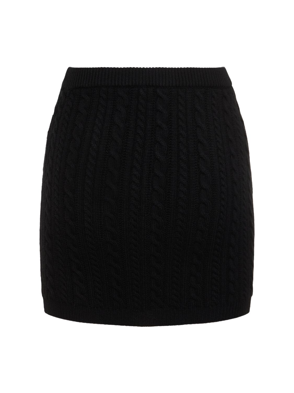 Shop Alessandra Rich Wool Knit Mini Skirt In Black