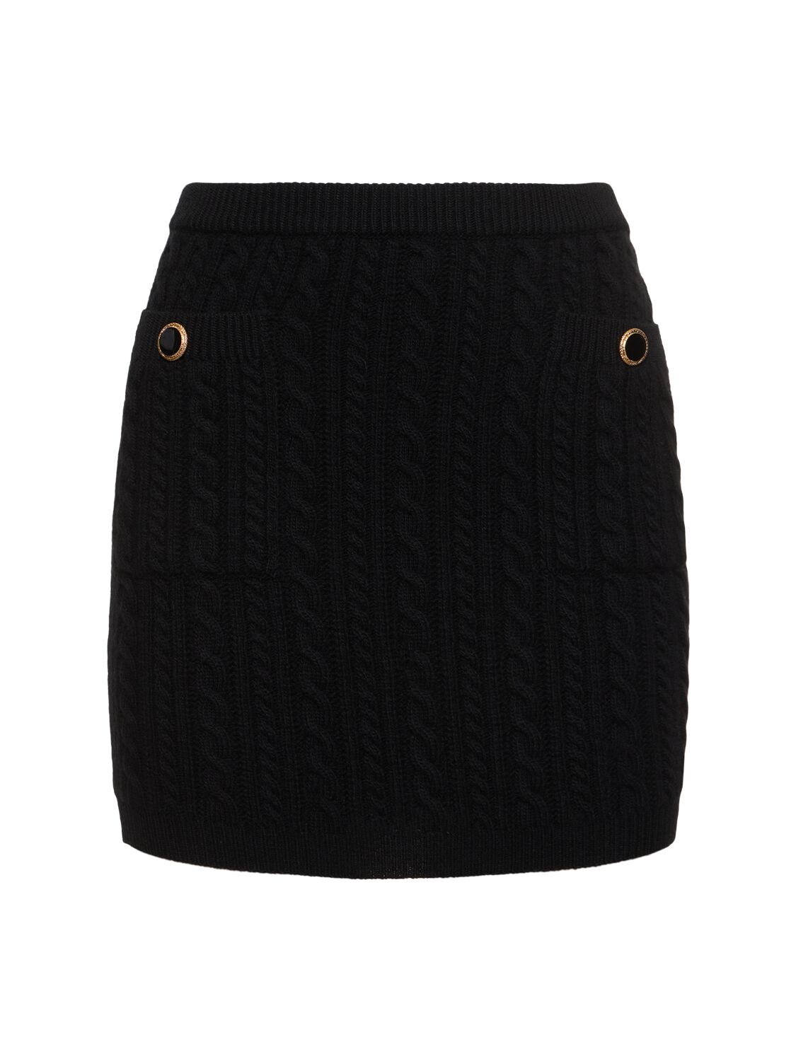 Alessandra Rich Wool Knit Mini Skirt In Black