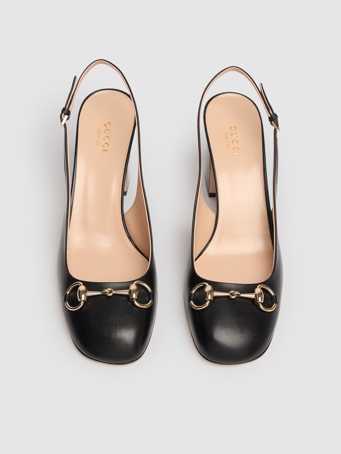 Shop Gucci 75mm Horsebit Leather Slingback Pumps In Black