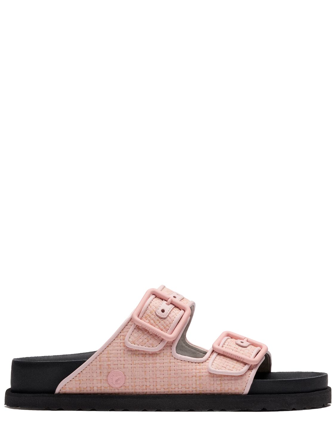 Birkenstock 1774 5mm Arizona Luxe Raffia Sandals In Pink