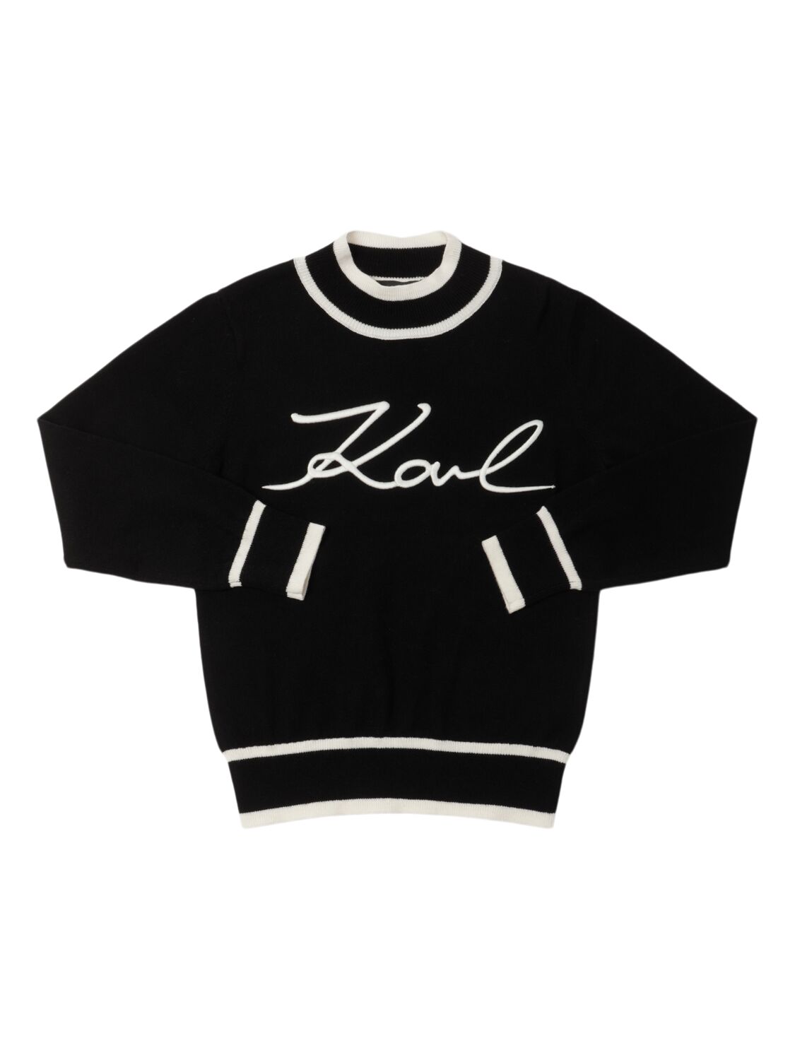 Karl Lagerfeld Kids' Cotton Blend Knit Sweater In Black