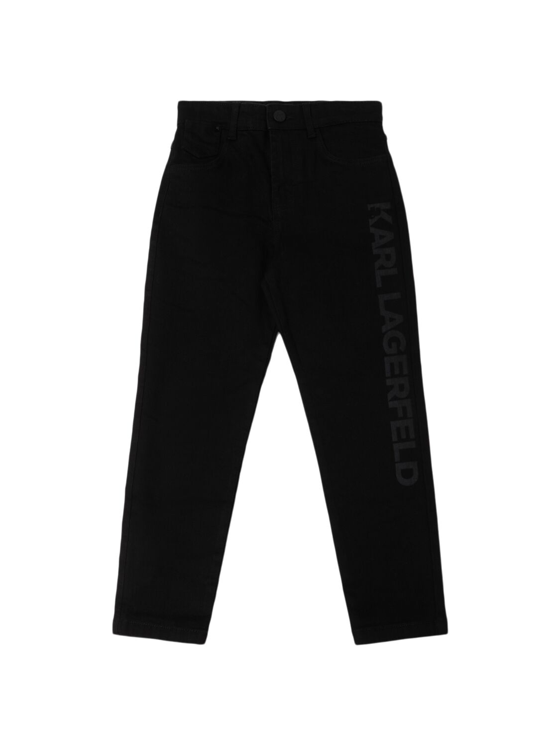 Karl Lagerfeld Stretch Denim Trousers W/printed Logo In Black