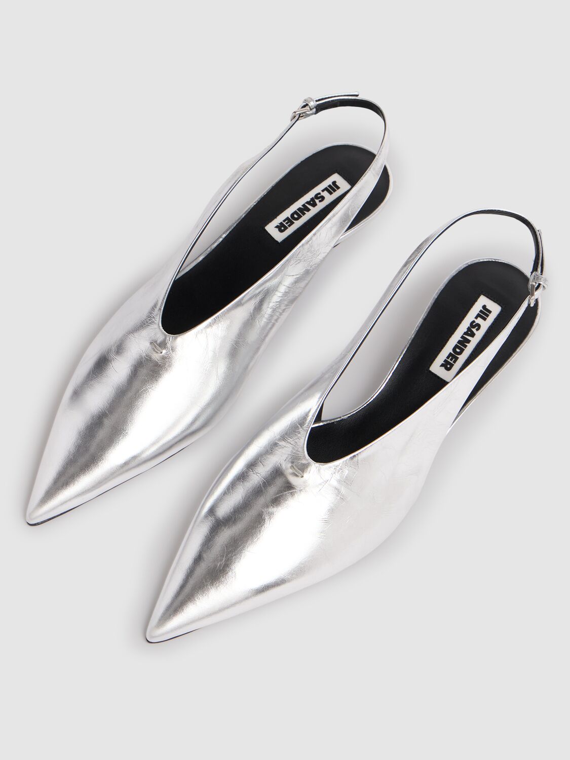 Shop Jil Sander 35mm Metallic Leather Slingbacks In Silver