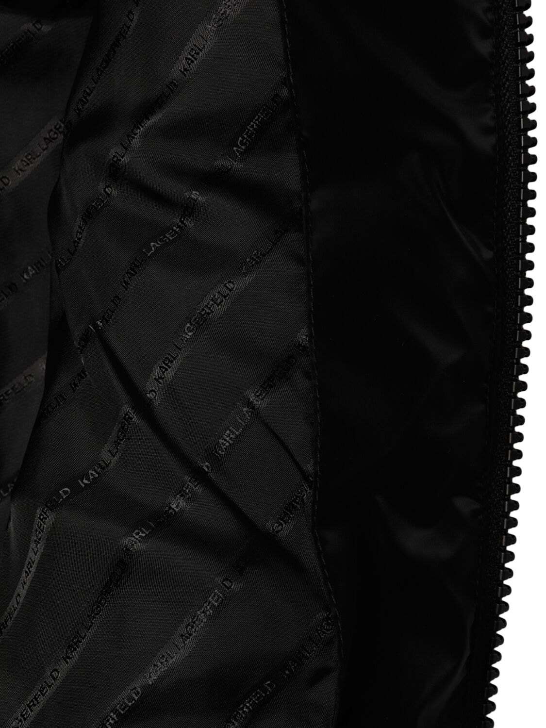 Shop Karl Lagerfeld Hooded Satin Puffer Vest In Black